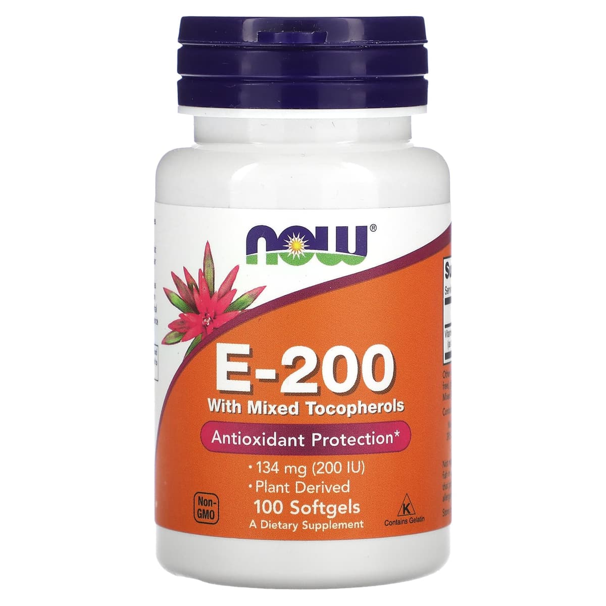NOW Foods, E-200 со смешанными токоферолами, 134 мг (200 МЕ), 100 таблеток