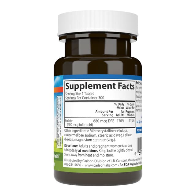 Carlson Labs, Фолиевая кислота 400 мкг