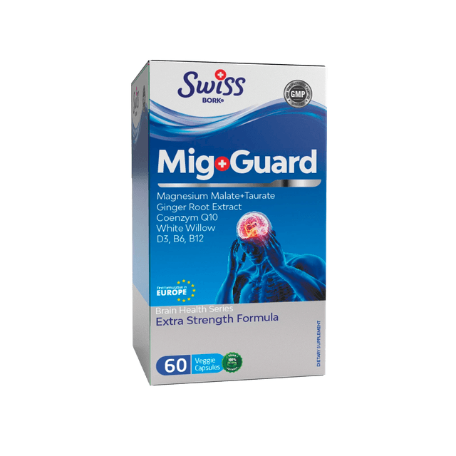 Swiss Bork - Защита от Мигрени, 60 капсул магний таурат +малат q10