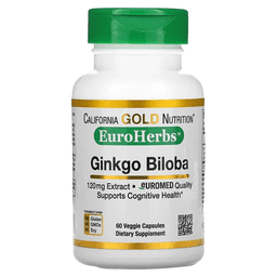 California Gold Nutrition, EuroHerbs, экстракт гинкго билоба, европейское качество, 120 мг, 60 растительных капсул