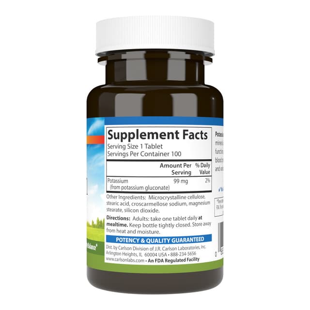 Carlson Labs Калий 99 мг, 100 таблеток