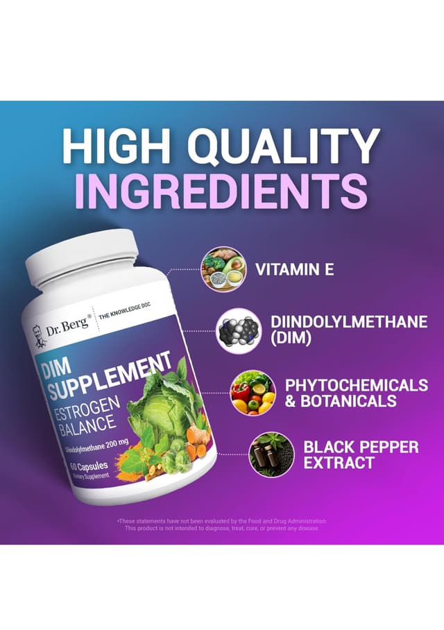 DIM Эстрогеновый баланс доктора Берга с дииндолилметаном DIM - натуральные добавки с эстрогеном для женщин и мужчин - добавка DIM с биоперином - гормональное лечение dr berg