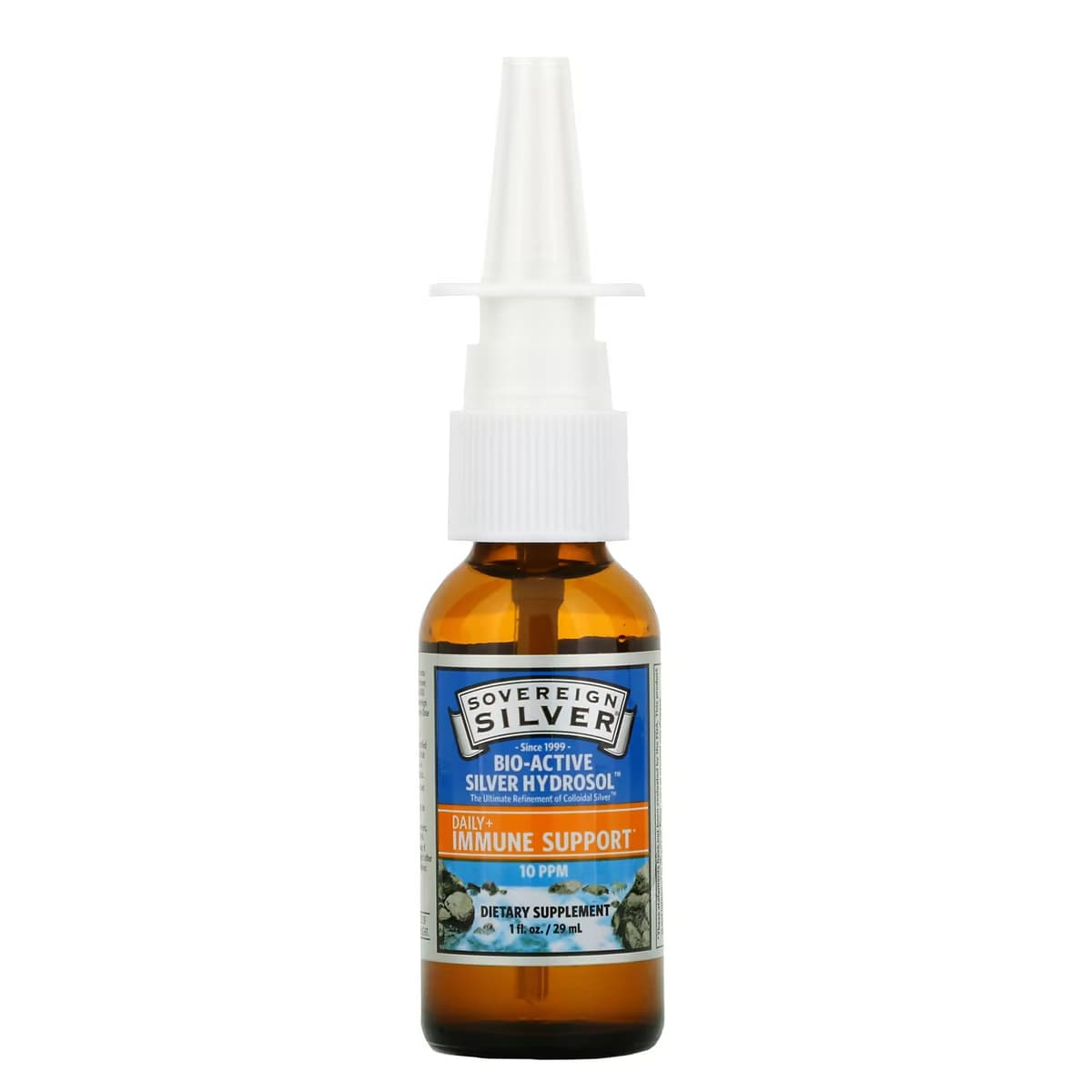 Sovereign Silver, Bio-Active Silver Hydrosol, (биоактивная добавка с серебром), вертикальный спрей, 10 част./млн, 29 мл