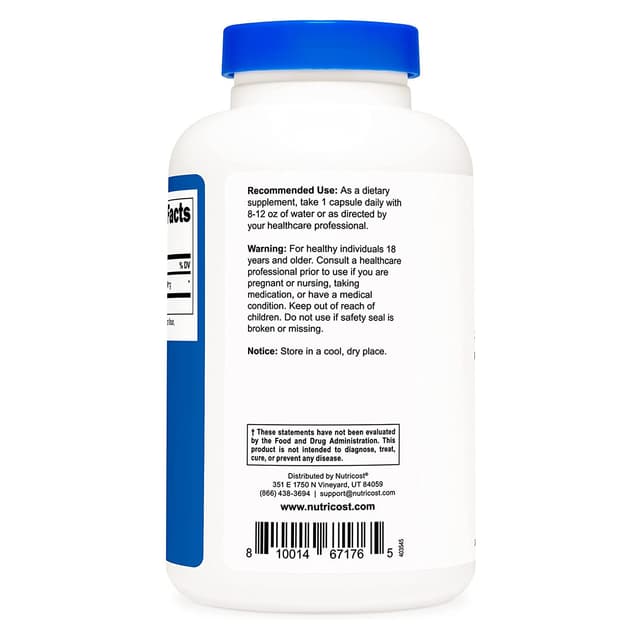 Nutricost Inositol Capsules 500 мг, 240 капсул - вегетарианские капсулы, без ГМО, без глютена (мио-инозитол)