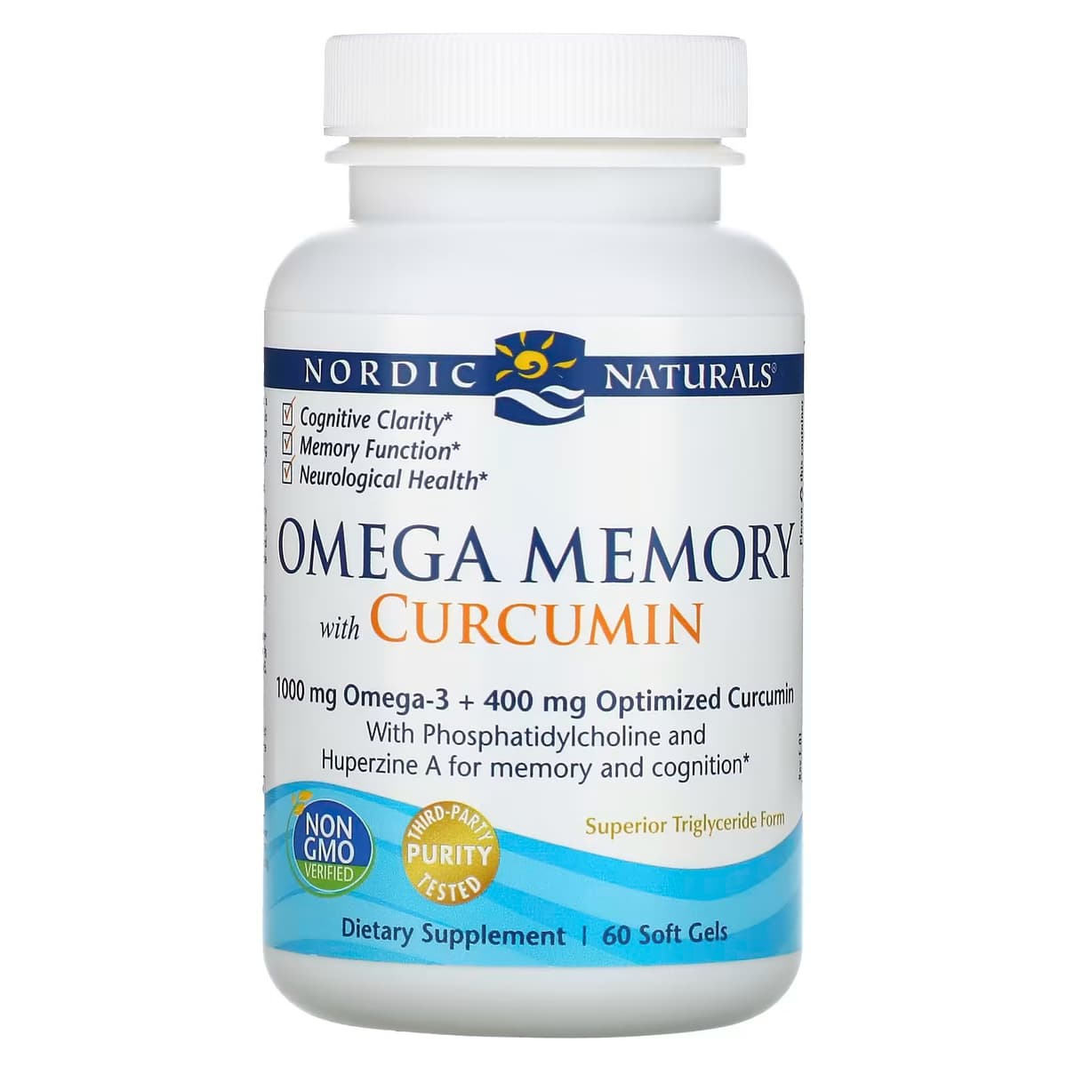 Nordic Naturals, Omega Memory с куркумином, 500 мг, 60 мягких таблеток