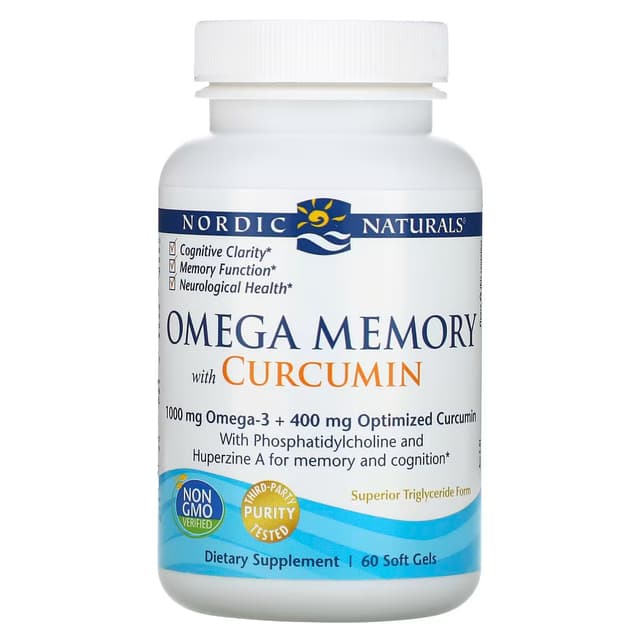 Nordic Naturals, Omega Memory с куркумином, 500 мг, 60 мягких таблеток