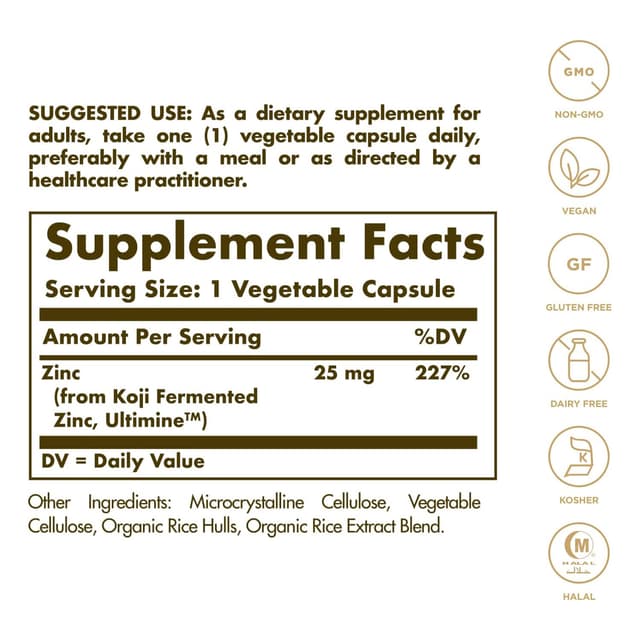 Solgar - Earth Source Koji - Ферментированные капсулы с цинком, 25 мг 30 ШТ