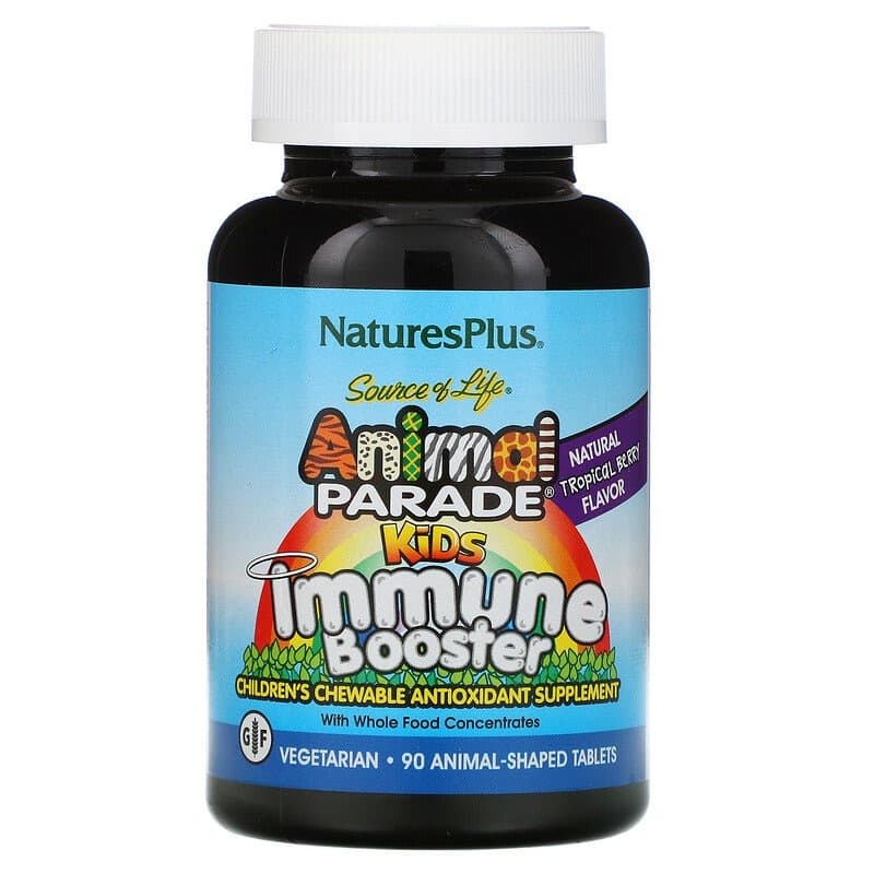 Nature's Plus, Source of Life, Animal Parade, добавка для укрепления детского иммунитета, вкус натуральных тропических ягод, 90 животных