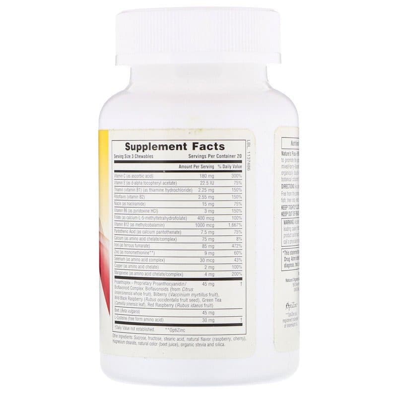Nature's Plus, Hema-Plex,Железо ягодное ассорти, 60 жевательных пастилок