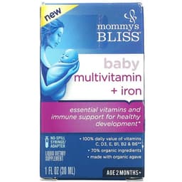 Mommy's Bliss, детские поливитамины + железо, от 2 месяцев, виноград, 30 мл