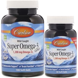 Carlson Labs, Wild Caught, супер самоцветы омега-3, 1200 мг, 100 + 30 мягких таблеток