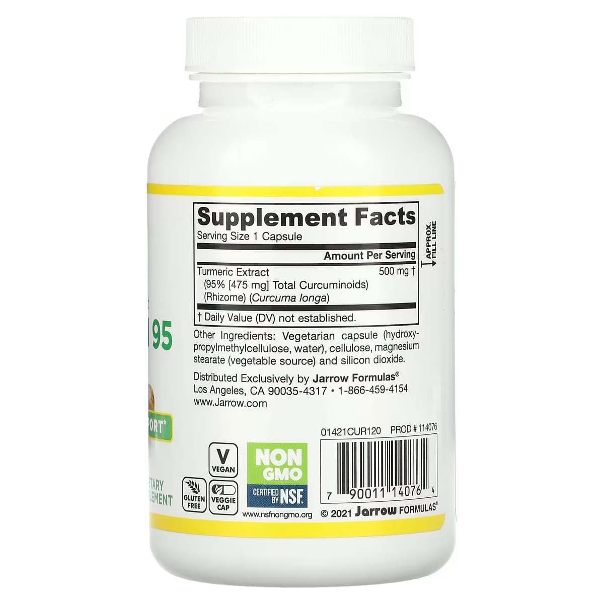 Jarrow Formulas, куркумин 95, 500 мг, 60 растительных капсул