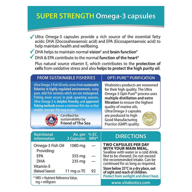 Капсулы Vitabiotics Ultra Omega-3, упаковка 60 шт.