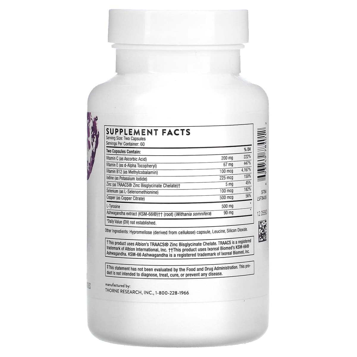 Thorne, Thyrocsin, кофакторы для щитовидной железы, 120 капсул