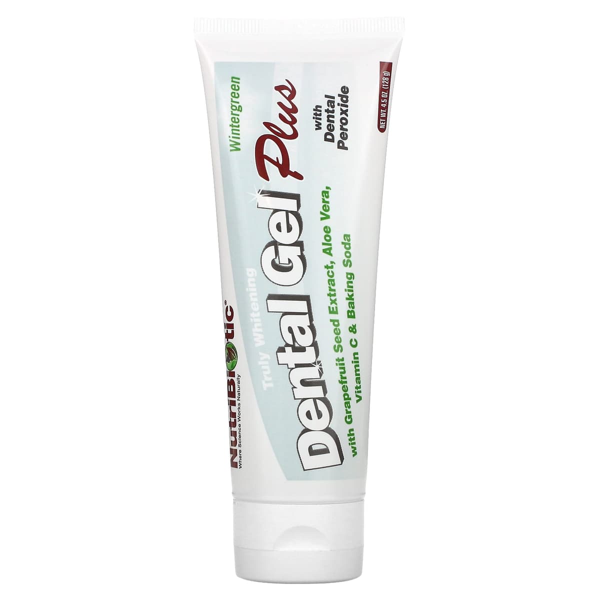 NutriBiotic, Dental Gel Plus, гель для зубов с отбеливающим эффектом, грушанка, 128 г