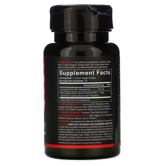 Sports Research, коэнзим Q10 с экстрактом BioPerine и кокосовым маслом, 100 мг, 30 вегетарианских мягких таблеток