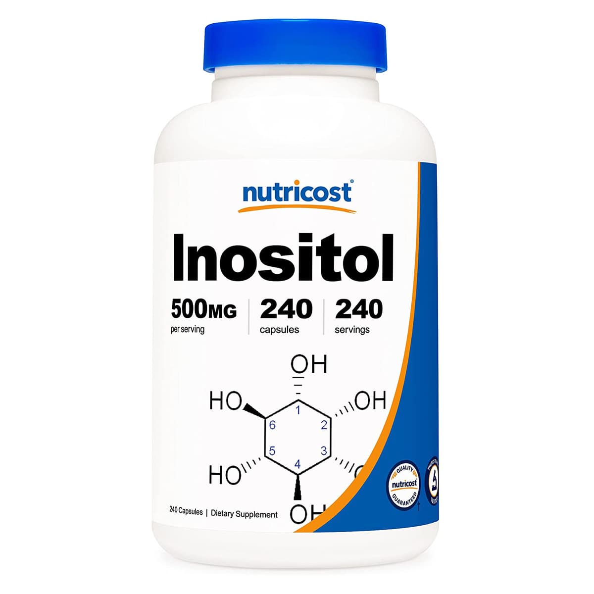 Nutricost Inositol Capsules 500 мг, 240 капсул - вегетарианские капсулы, без ГМО, без глютена (мио-инозитол)