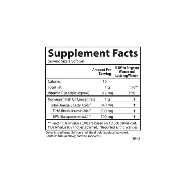 Carlson's Mother's DHA 500 мг DHA поддерживает здоровье мамы и ребенка, 60 шт