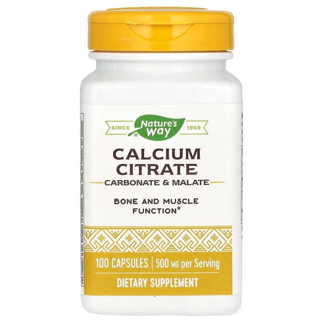 Nature's Way, цитрат кальция, 500 мг, 100 капсул (250 мг в 1 капсуле)