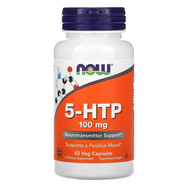 NOW Foods, 5 HTP (гидрокситриптофан), 100 мг, 60 вегетарианских капсул