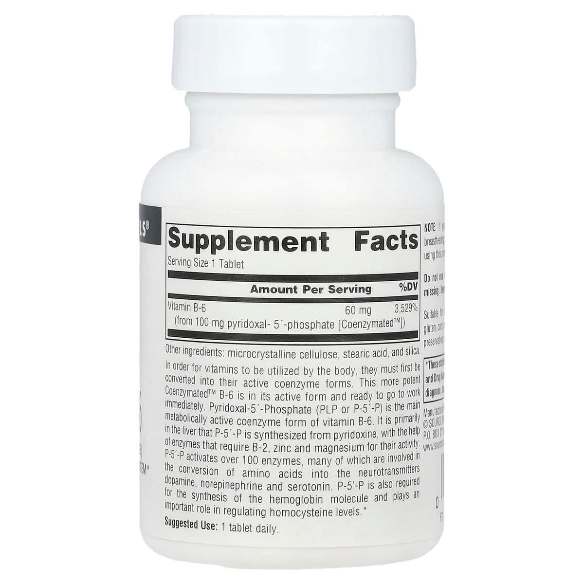 Source Naturals, Coenzymated B6 Ферментированный витамин B6, 100 мг, 60 таблеток