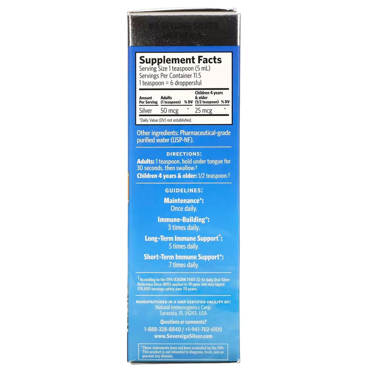 Sovereign Silver, Bio-Active Silver Hydrosol с капельным дозатором, ежедневная и иммунная поддержка, 10 ч/млн, 59 мл