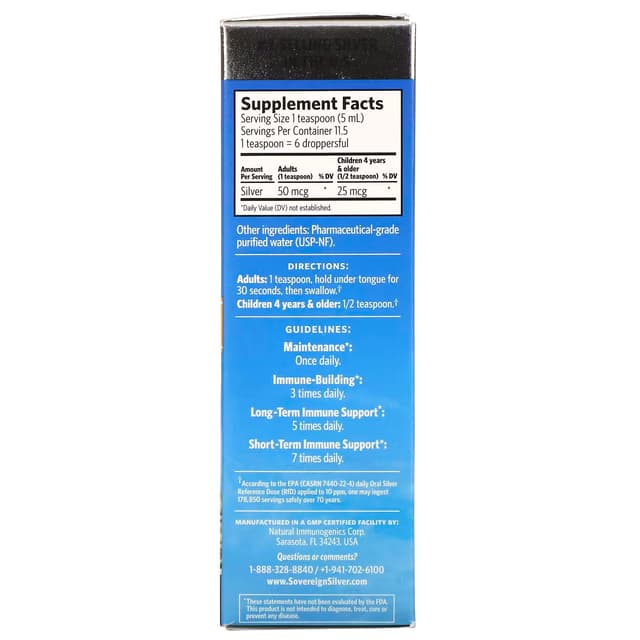 Sovereign Silver, Bio-Active Silver Hydrosol с капельным дозатором, ежедневная и иммунная поддержка, 10 ч/млн, 59 мл