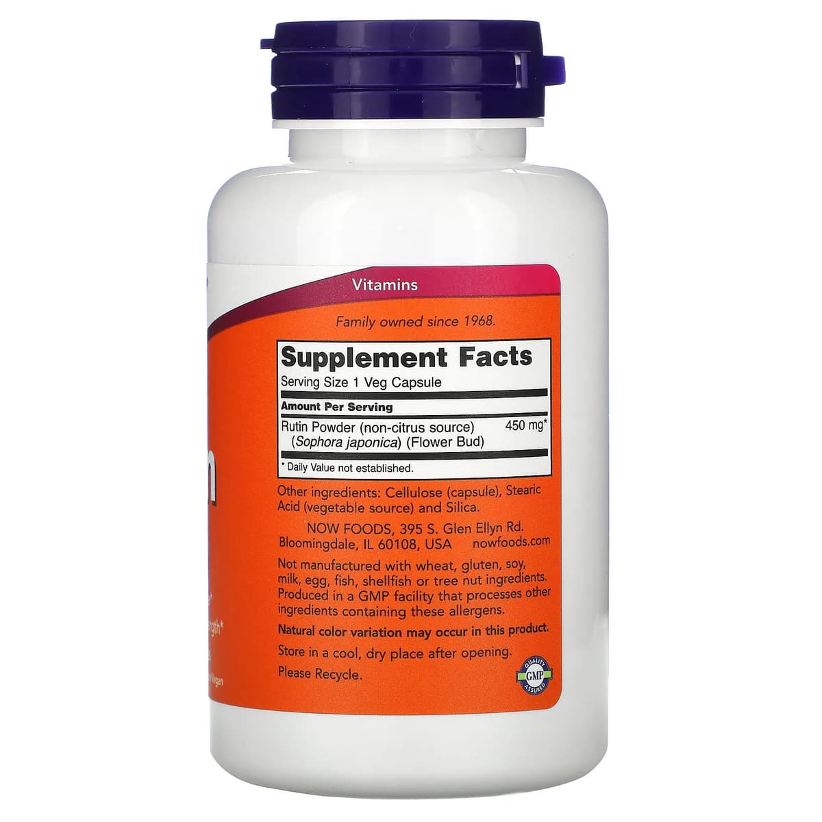 NOW Foods Rutin рутин, 450 мг, 100 растительных капсул