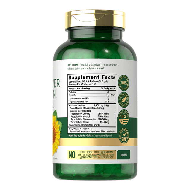 Carlyle Лецитин подсолнечника 2400 мг | 200 мягких таблеток