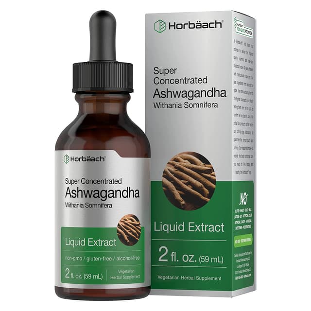 Жидкий экстракт корня ашваганды | 2 унции жидкости | Безалкогольная настойка | Вегетарианская добавка, без ГМО, без глютена