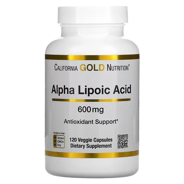 California Gold Nutrition, альфа-липоевая кислота, 600 мг, 120 растительных капсул