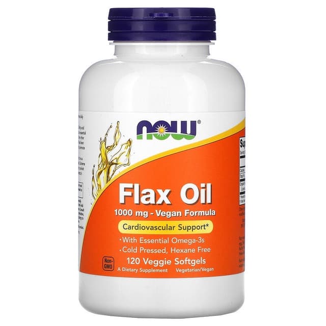 Now Foods,(Flax oil ) льняное масло, 1000 мг, 120 растительных капсул