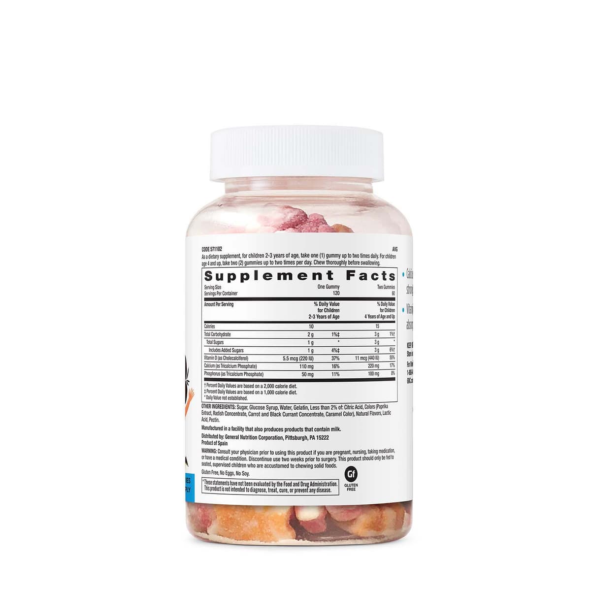 GNC milestones Kids Gummy Calcium - 120 жевательных конфет