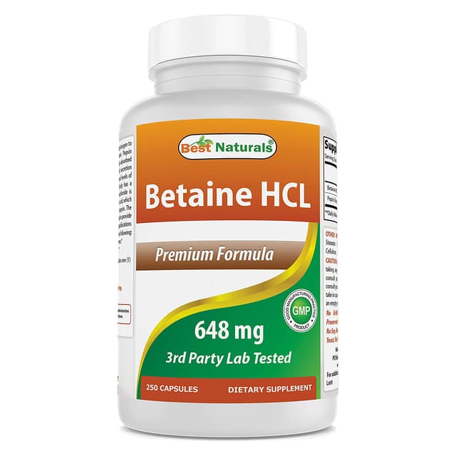 Best Naturals Бетаин HCL 648 мг 250 капсул