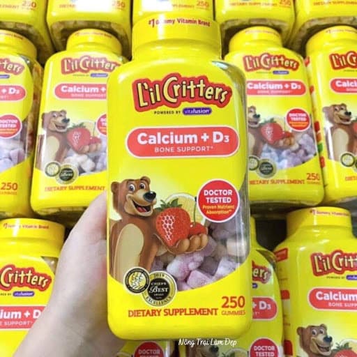 L'il Critters, Кальций + D3, поддержка костей, вкусы черной вишни, апельсина и клубники, 250 жевательных конфет