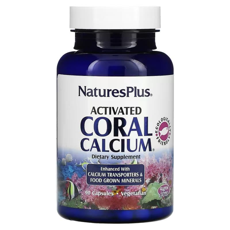 Nature's Plus, активированный коралловый кальций, 90 вегетарианских капсул