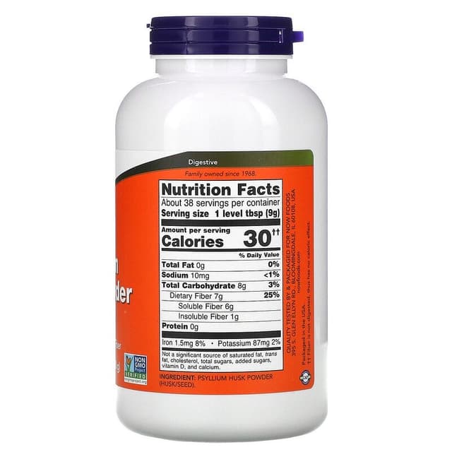 Now Foods, порошок из шелухи семян подорожника, (клетчатка )340 г