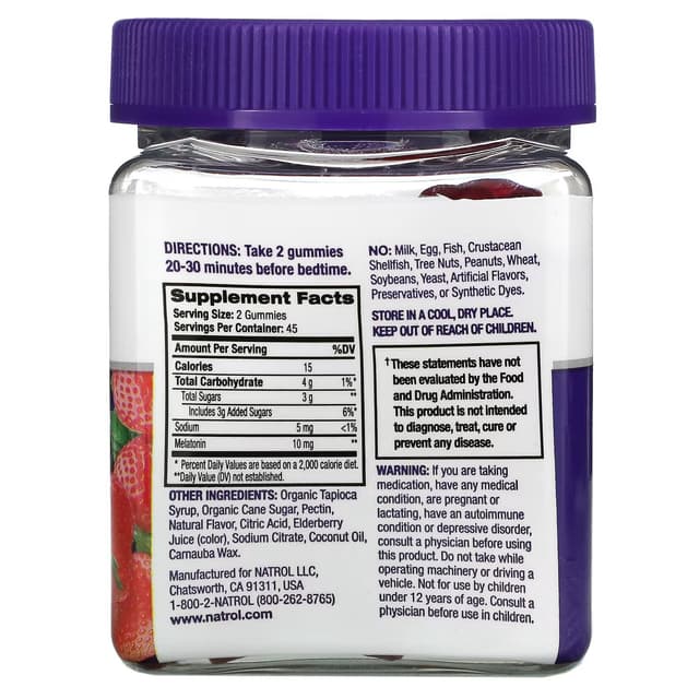 Natrol, мелатонин, со вкусом клубники, 10 мг, 90 жевательных конфет