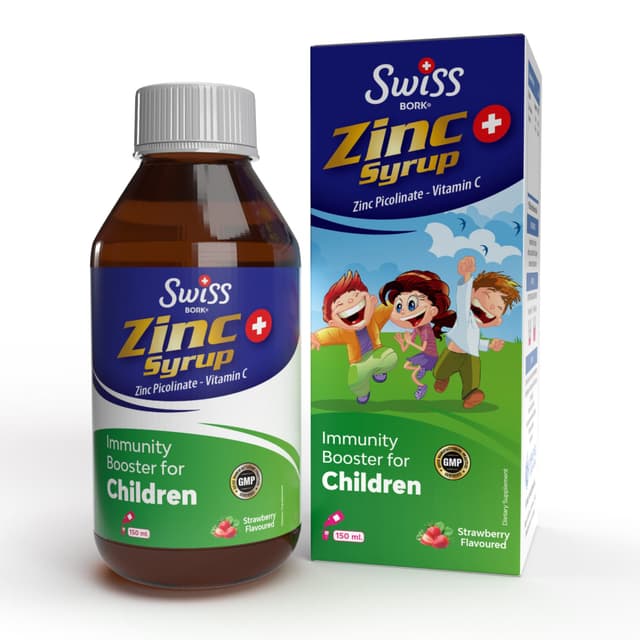 Swiss Bork - Цинковый Сироп с Пиколинатом Цинка и Витамином C, Иммунный Бустер для Детей