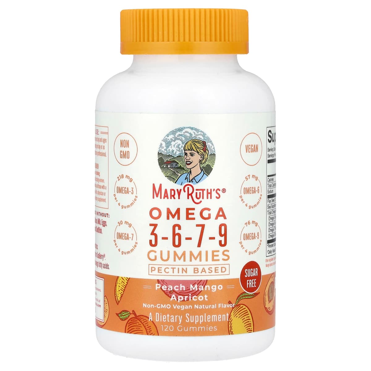 MaryRuth's, омега 3-6-7-9, со вкусом персика, манго и абрикоса, 120 жевательных таблеток