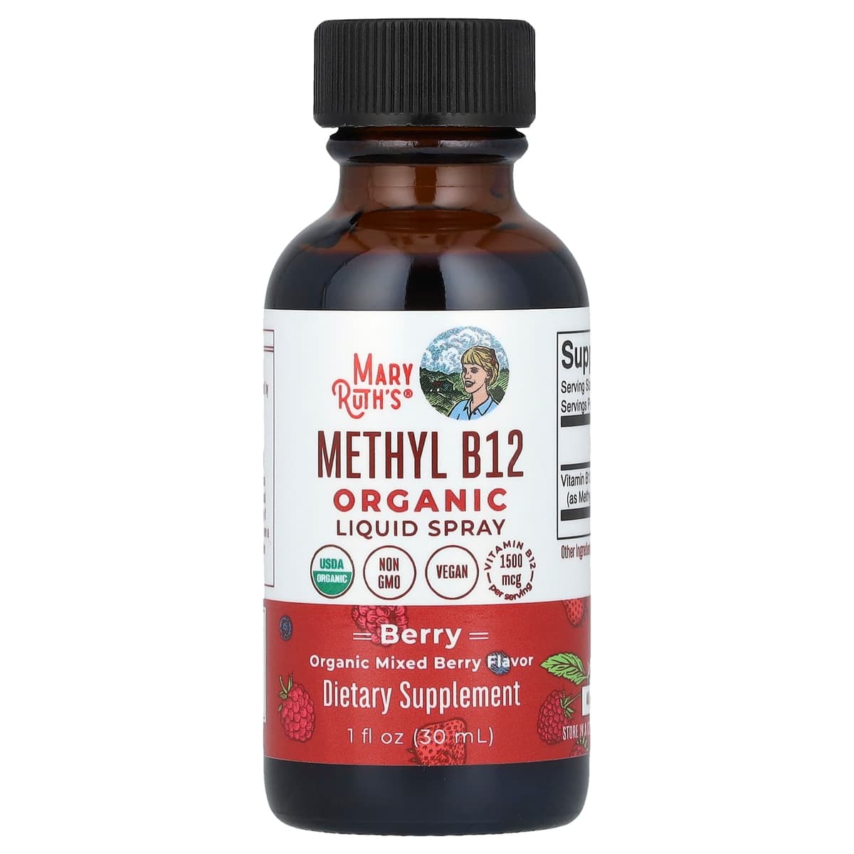 MaryRuth's, Органический метил B12, жидкий спрей, 1500 мкг, 30 мл
