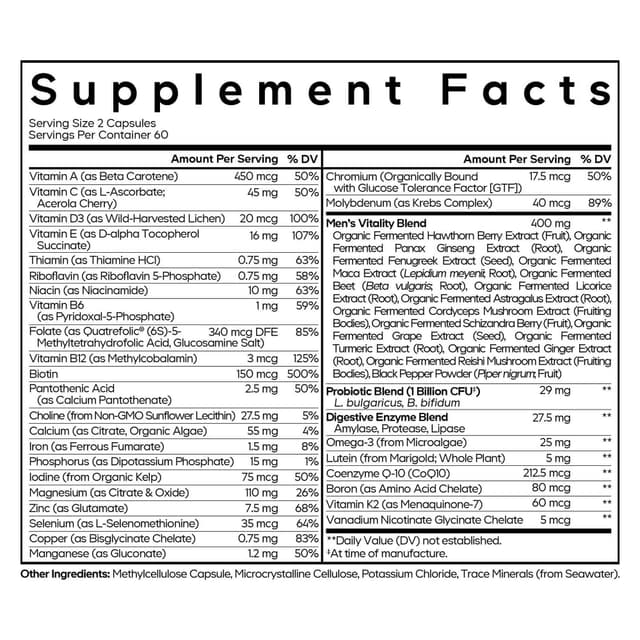 Codeage, ферментированные мультивитамины для мужчин, 120 капсул