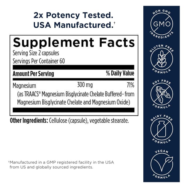 Designs for Health Magnesium Glycinate Complex, Комплекс глицината магния - для здоровья сердца, поддержки иммунитета и прочности костей (120 капсул)