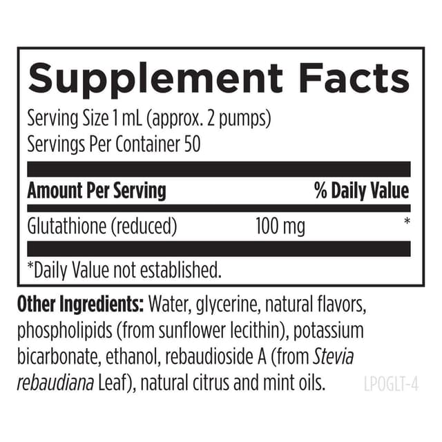 Designs for Health Липосомальный глутатион - жидкая добавка глутатиона, 100 мг с улучшенной абсорбцией - Детоксикация + Поддержка иммунной системы - 50 порций 50 ml