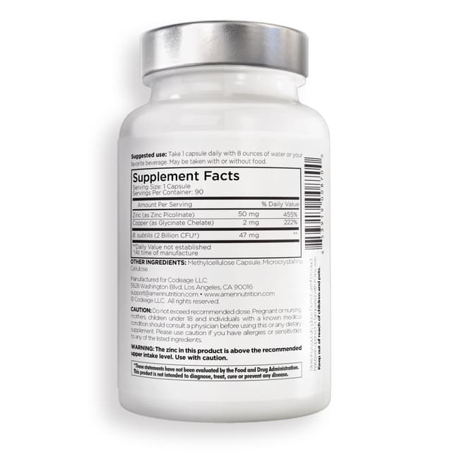 Codeage, Amen, цинк / медь + пробиотики, 90 капсул