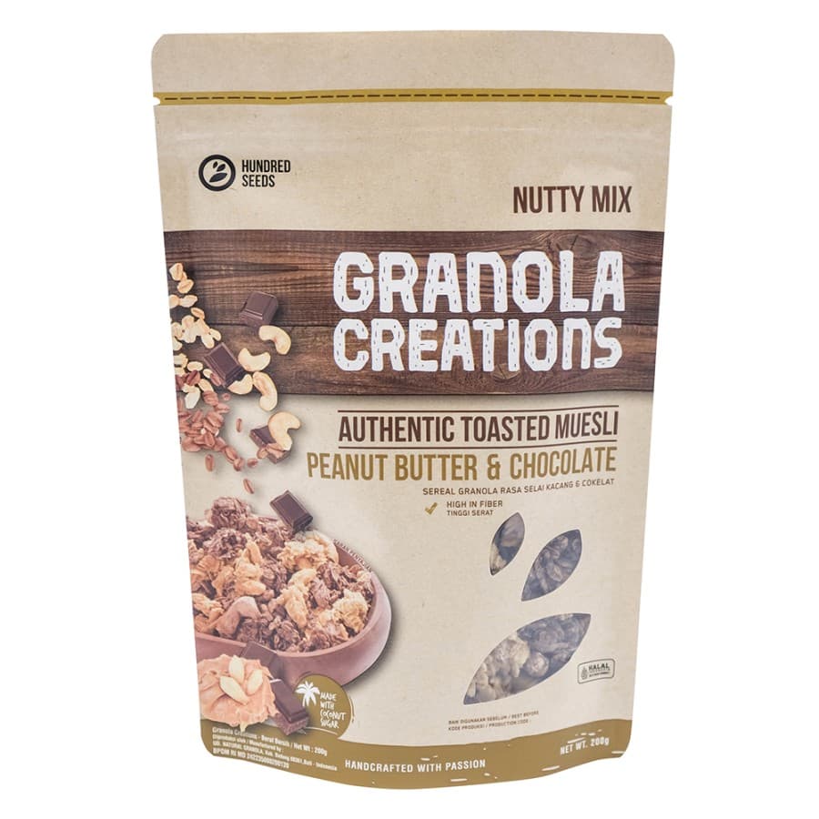 Hundred Seeds - Granola Creations арахисовое масло и шоколад, 200 гр