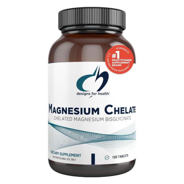 Таблетки хелата магния Designs for Health - 200 мг хелат бисглицината магния - для облегчения работы желудка (120 таблеток) премиальный качество