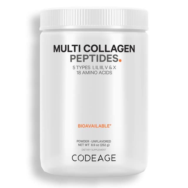 Codeage, пептиды коллагена нескольких типов в порошке, без добавок, 252 г (8.9 унций)