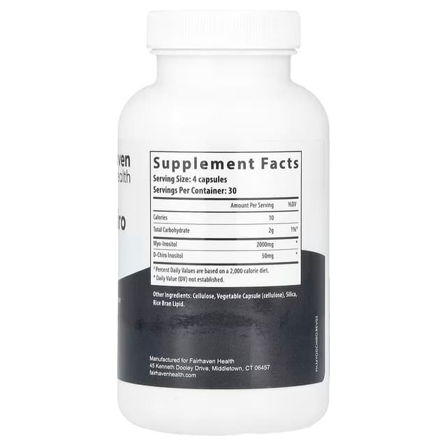 Fairhaven Health, мио-инозитол и D-хиро-инозитол, 120 капсул