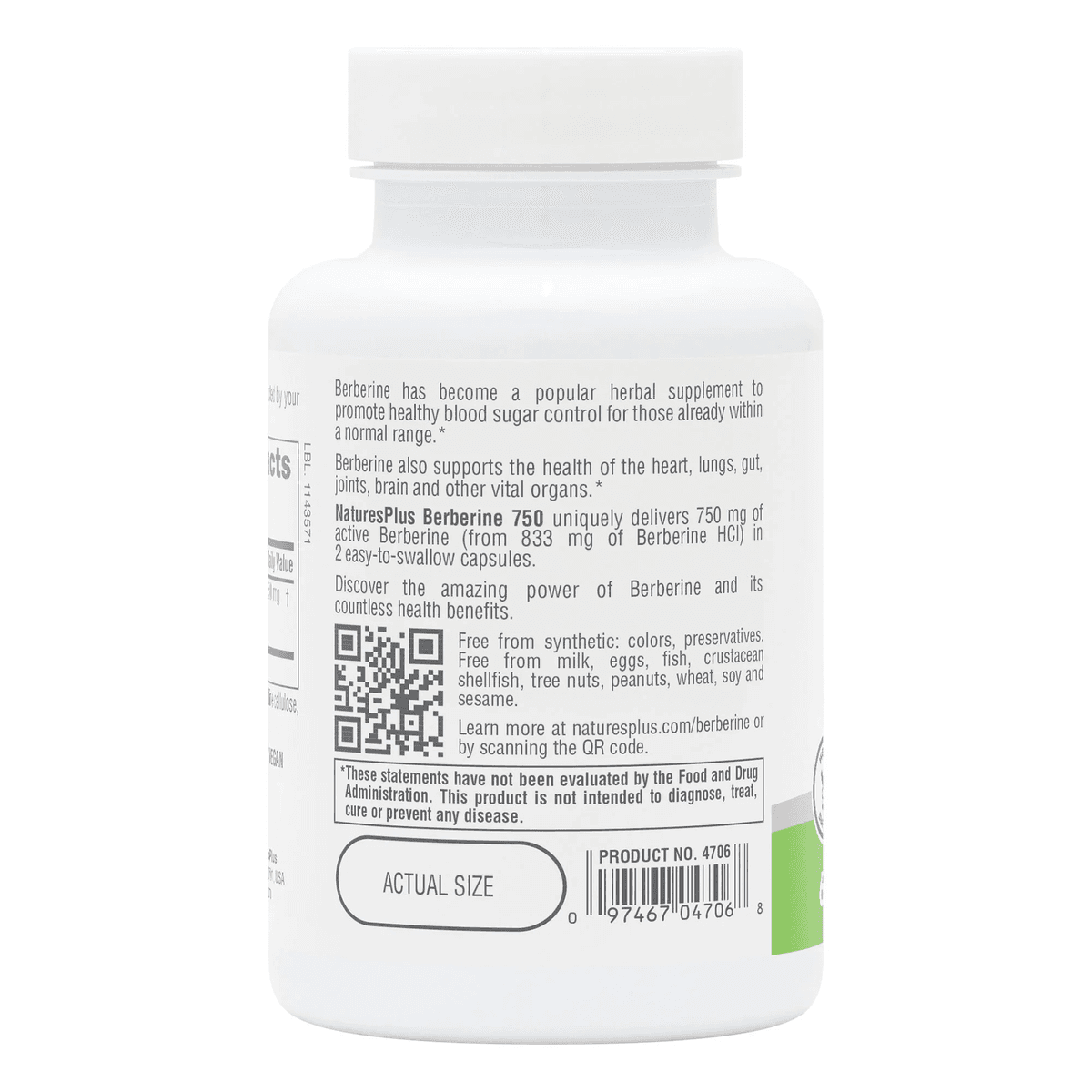 Nature’s Plus PRO Berberine, Берберин 750 мг, 60 капсул